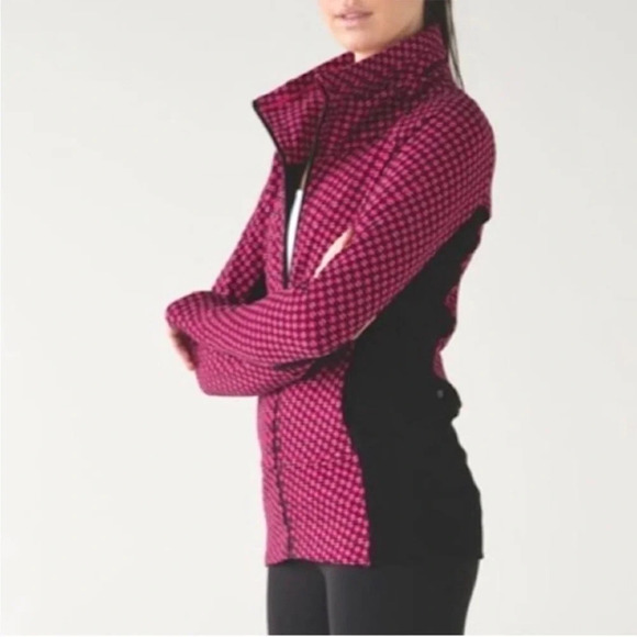 Lululemon Radiant Zip Up Jacket Berry Rumble pink & black print Size 4 - Picture 1 of 9